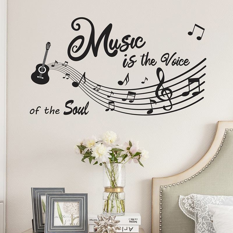 ウォールステッカー おしゃれ 北欧 モノトーン 音楽 英語 音符 ステッカーシール 壁紙シール ウォールシール インテリア 壁飾り 窓 リビング 寝室 部屋
