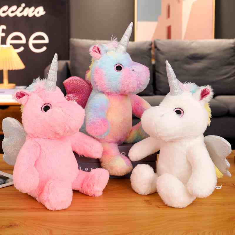 Horse - 25CM 光るぬいぐるみ ユニコーン 雄の子 かわいい ふわふわ髪 フライ馬 おもちゃ 子供のプレゼント 子ども 誕生日 プレゼント かわいい に伴う クリスマス ギフト 女の子 バレンタインデーのプレゼント