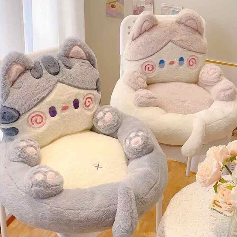 Rakuten - 椅子クッション 座布団 多機能クッション 背もたれ付き 厚みあり 座布団 チェアクッション イス用 腰痛対応クッション 背当て 腰当て ふわふわ インテリア プレゼント 洗える