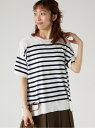 【SALE/60%OFF】【接触冷感】無地/ボーダー半袖ニット Lugnoncure テチチ トップス ニット ネイビー グリーン ホワイト ベージュ ブラック...