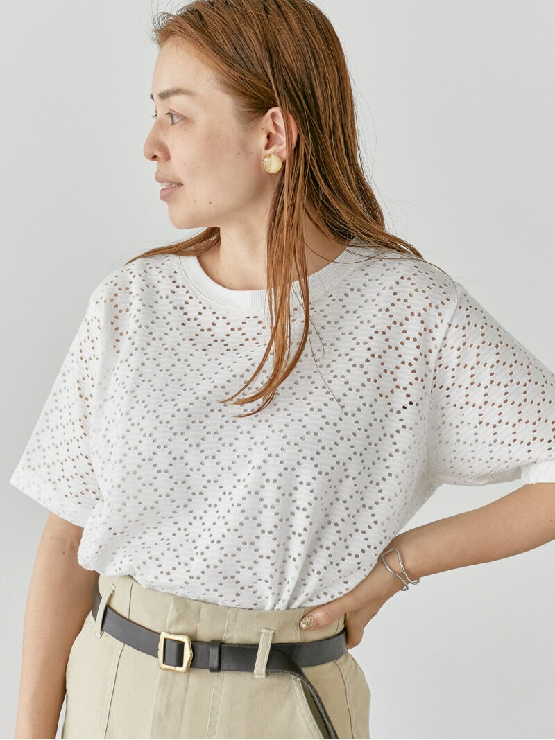 【SALE／30%OFF】カットレースハーフスリーブトップス Lugnoncure テチチ トップス カットソー・Tシャツ ネイビー ホワイト ブラック【RBA_E】[Rakuten Fashion]
