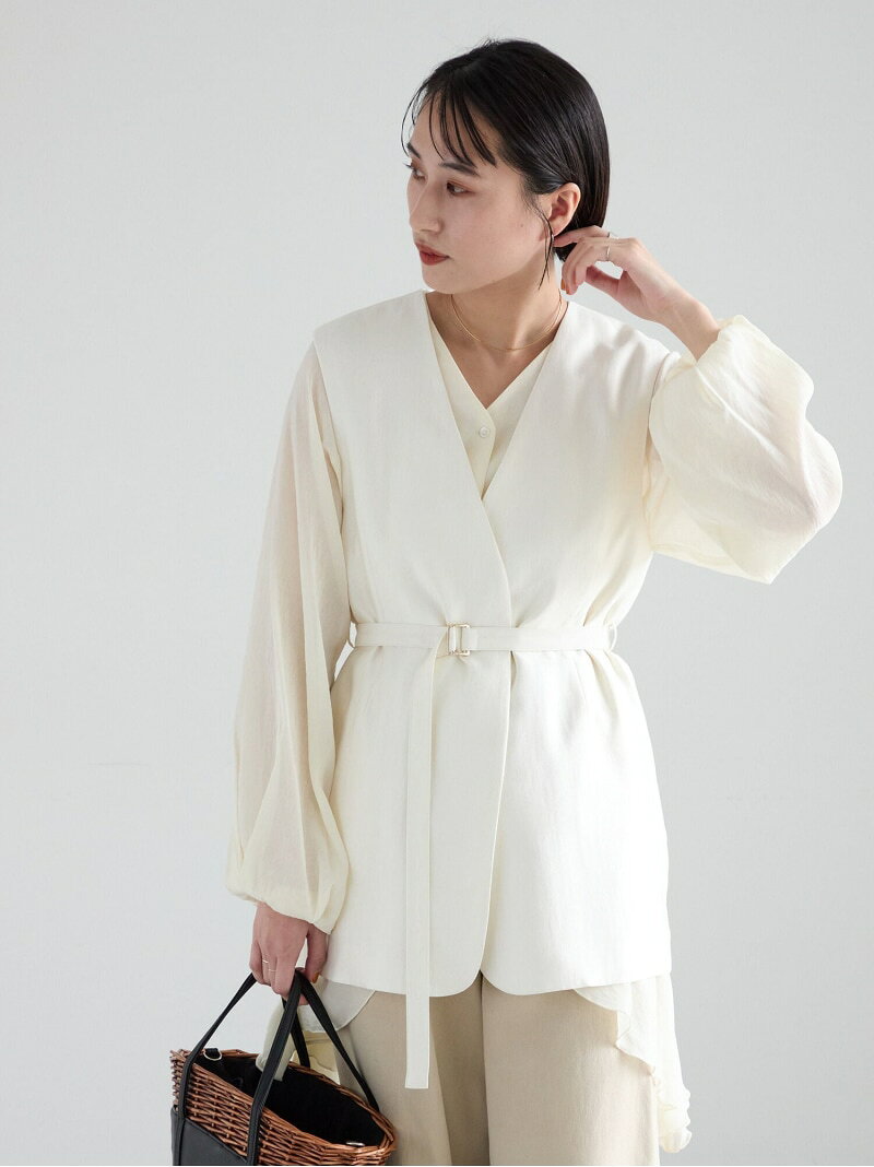 樂天商城 - 【SALE／50%OFF】シャイニーノーカラージレ(セットアップ可) Te chichi テチチ ジャケット・アウター ダウンジャケット・ダウンベスト ブラウン ホワイト【RBA_E】【送料無料】[Rakuten Fashion]