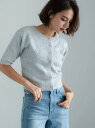 【SALE/60%OFF】ラメシャギーハーフスリーブニット Te chichi テチチ トップス カーディガン ブラウン シルバー ブラック【RBA_E】[Ra...