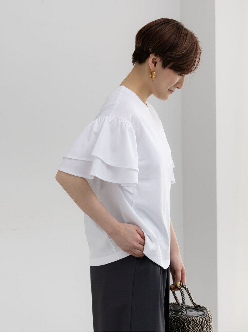 樂天商城 - 【接触冷感/遮熱/吸水速乾】フリルスリーブビッグTシャツ Te chichi テチチ トップス カットソー・Tシャツ ブラック グレー ブルー ホワイト【送料無料】[Rakuten Fashion]