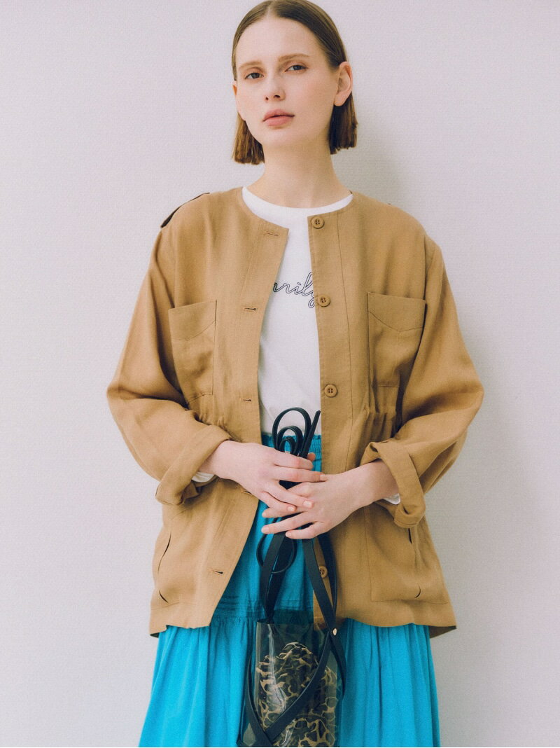 ノーカラーサファリジャケット《2026 spring catalog item》 Te chichi テチチ ジャケット アウター ノーカラージャケット ベージュ ブラウン ネイビー【送料無料】 Rakuten Fashion