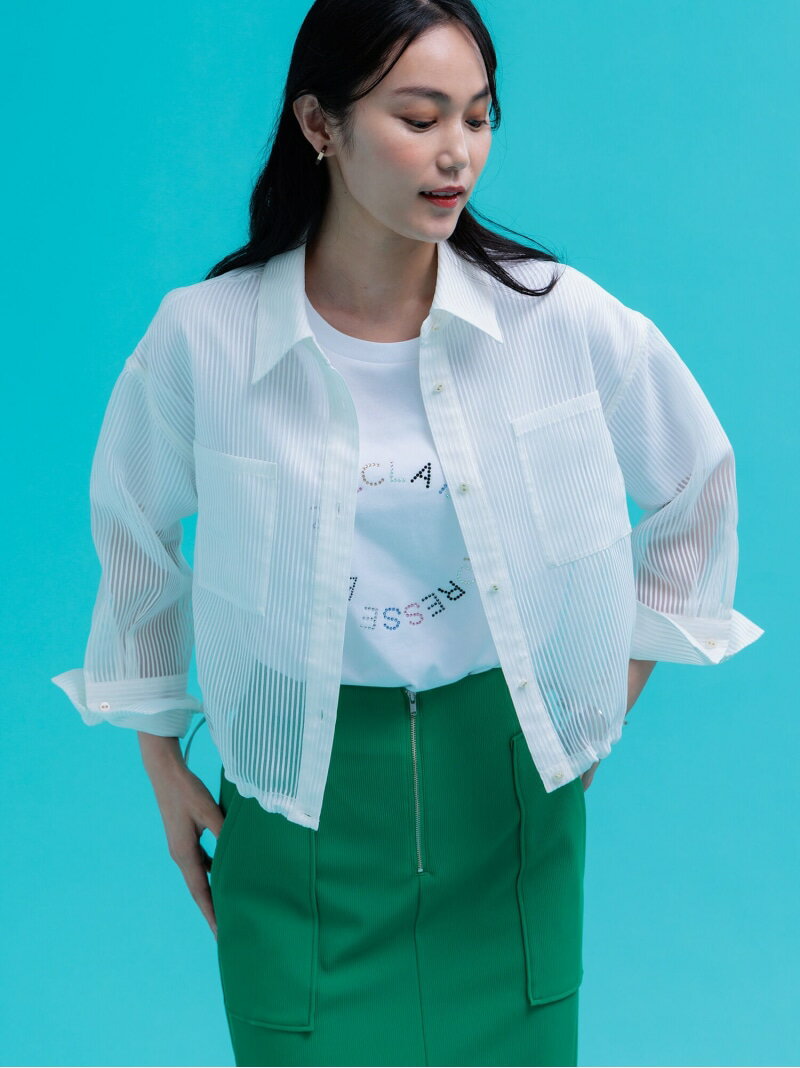 【SALE／30%OFF】シアーコードストライプシャツ Te chichi テチチ トップス シャツ・ブラウス ブラック ホワイト【RBA_E】【送料無料】[Rakuten Fashion]