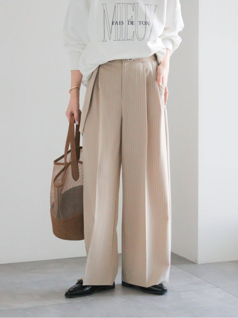 【SALE／30%OFF】ピンストライプタックワイドパンツ Te chichi テチチ パンツ その他のパンツ ブルー ベージュ【RBA_E】【送料無料】[Rakuten Fashion]