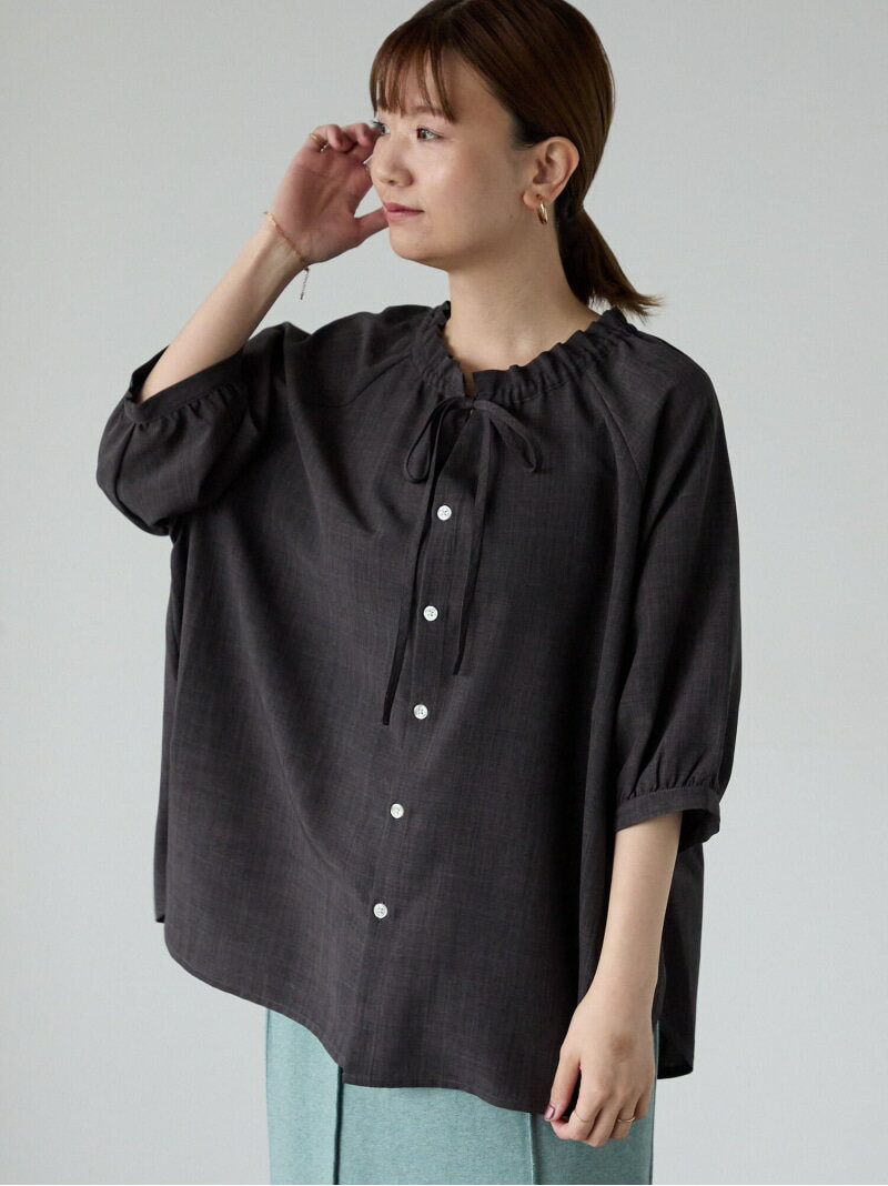 【SALE／30%OFF】【接触冷感】麻調フリル衿ブラウス Lugnoncure テチチ トップス 