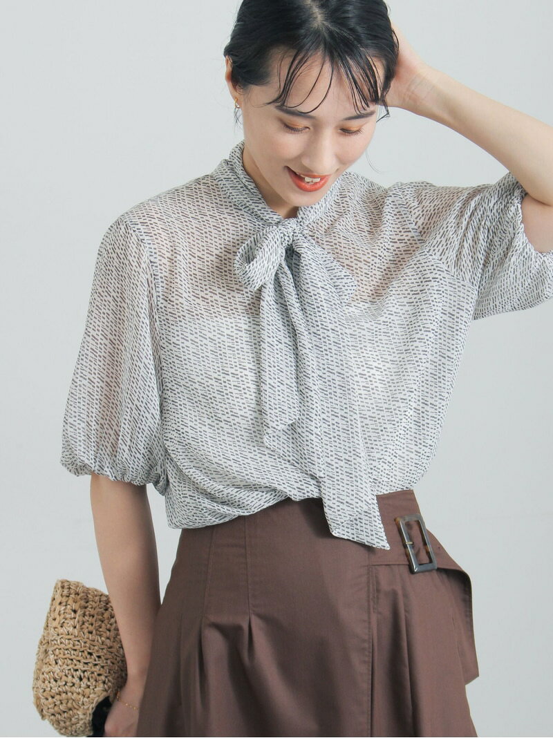 【SALE／50%OFF】柄アソート楊柳シフォンボウタイブラウス Te chichi テチチ トップス シャツ・ブラウス ブラウン ネイビー レッド グレー【RBA_E】[Rakuten Fashion]