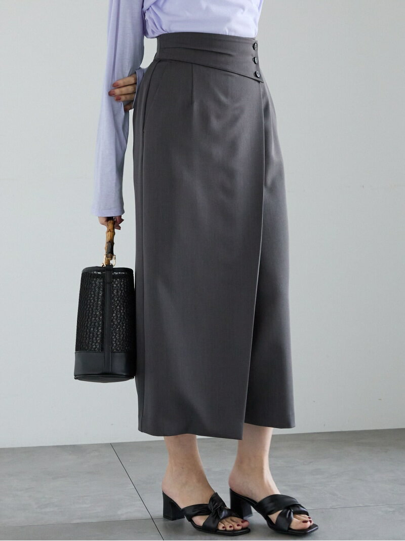 【SALE／60%OFF】【宮本茉由着用】ウエストマークラップナロースカート(セットアップ可) Te chichi テチチ スカート その他のスカート グレー グリーン ベージュ【RBA_E】[Rakuten Fashion](4)