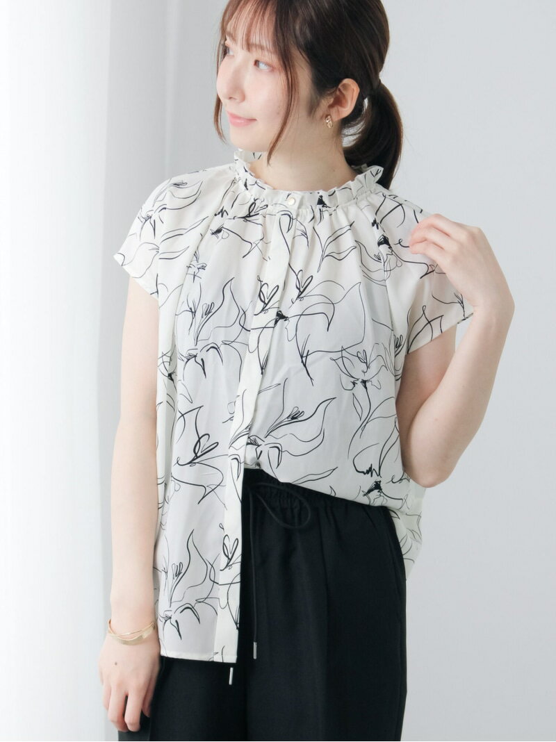 【SALE／40%OFF】アートラインフリルネックブラウス Te chichi TERRASSE テチチ トップス シャツ・ブラウス ブラック ネイビー ホワイト【RBA_E】[Rakuten Fashion]