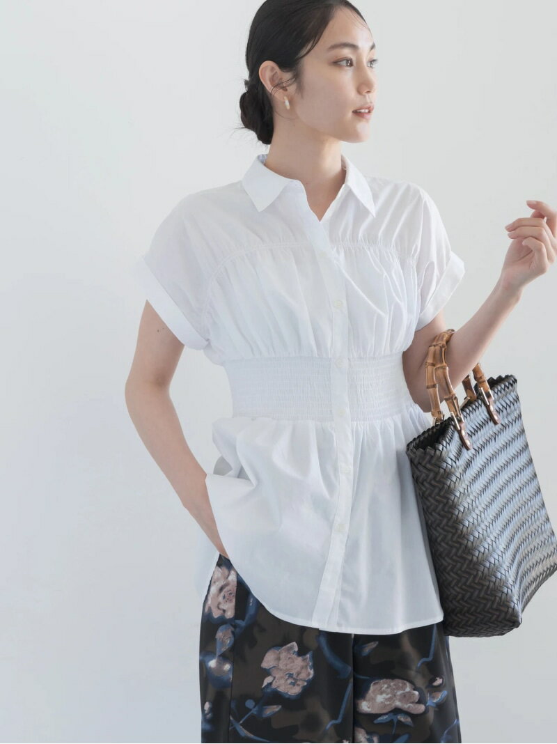 樂天商城 - 【接触冷感】ターンバックスリーブシャーリングブラウス Te chichi テチチ トップス シャツ・ブラウス ネイビー ホワイト グレー【送料無料】[Rakuten Fashion]