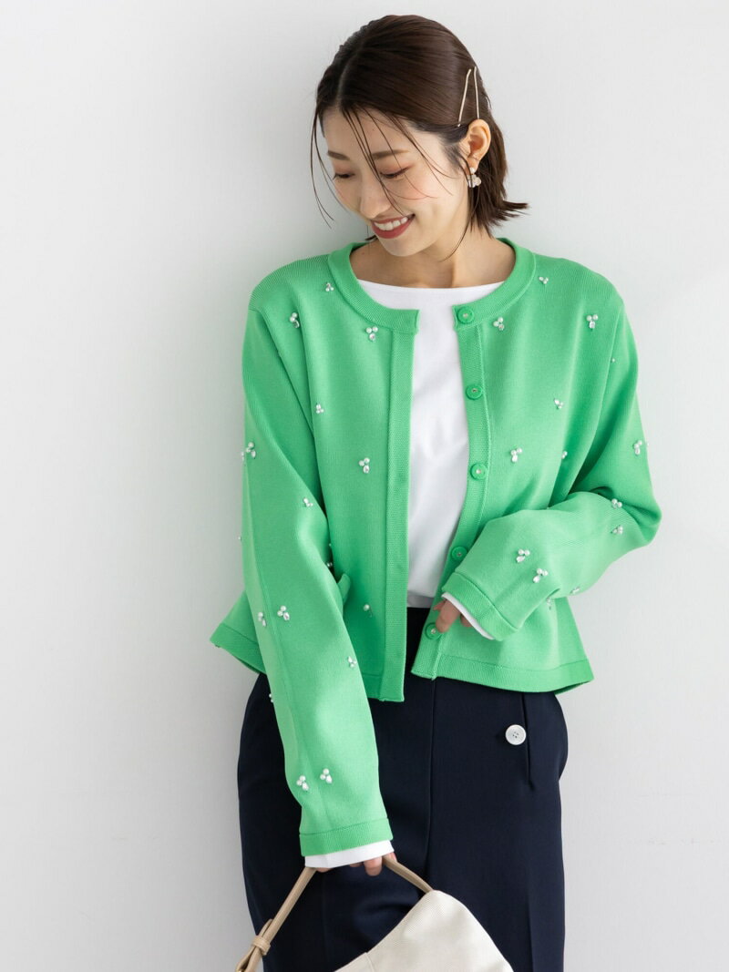 【SALE／50 OFF】パールビジューニットライトジャケット《2026 spring catalog item》 Te chichi テチチ トップス カーディガン ネイビー グリーン グレー【RBA_E】【送料無料】 Rakuten Fashion