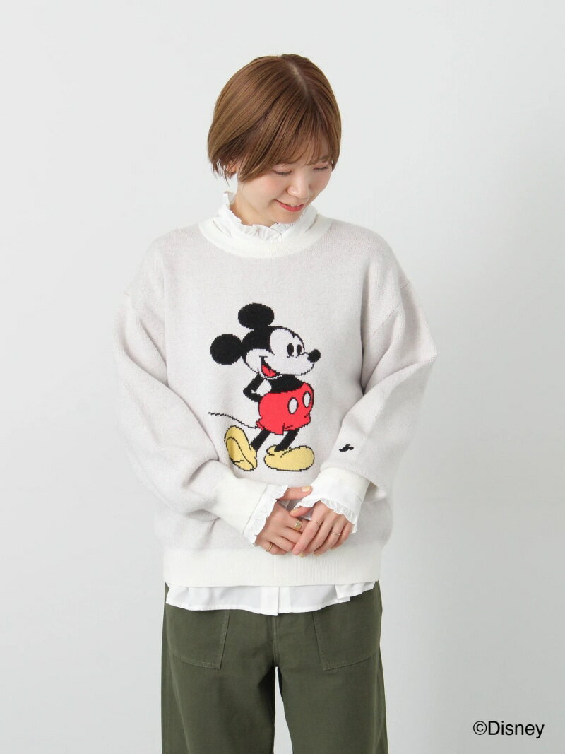 【Disney】Mickey Mouse/ジャカードニット Lugnoncure テチチ トップス ニット グレー ホワイト【送料..
