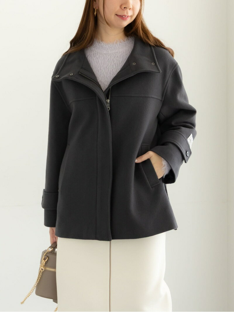 ウールメルトンスタンドショートコート Te chichi テチチ ジャケット・アウター その他のジャケット・アウター グレー ブラック【送料無料】[Rakuten Fashion]