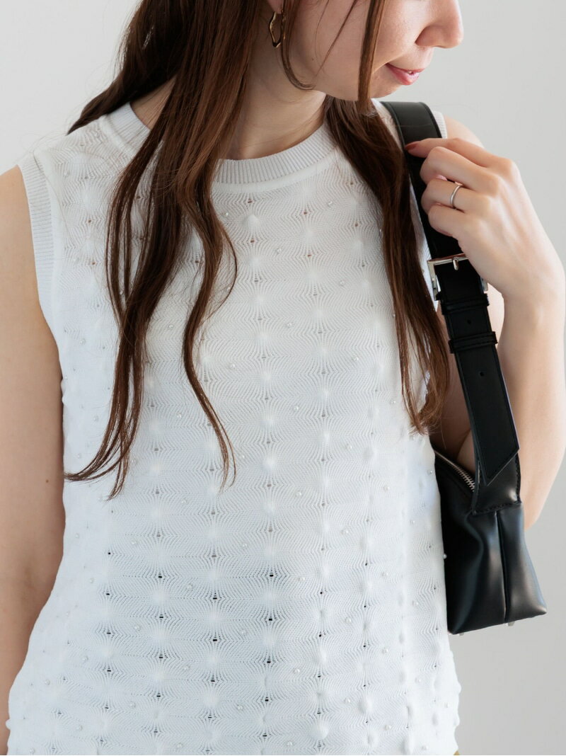 【SALE／69%OFF】パールドットドリアン編みニット Te chichi テチチ トップス ニット ホワイト ブラッ..