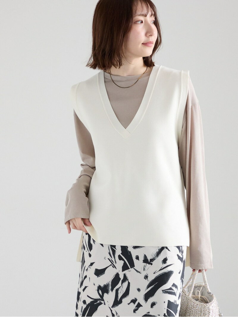 樂天商城 - 【SALE／60%OFF】Vネックニットベスト Te chichi テチチ ジャケット・アウター ダウンジャケット・ダウンベスト ブルー ホワイト ブラック【RBA_E】[Rakuten Fashion]