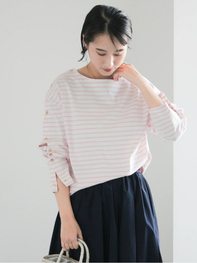 ショルダー釦ボーダーカットソー《2026 spring catalog item》 Te chichi テチチ トップス カットソー・Tシャツ ブルー ネイビー グリーン ピンク