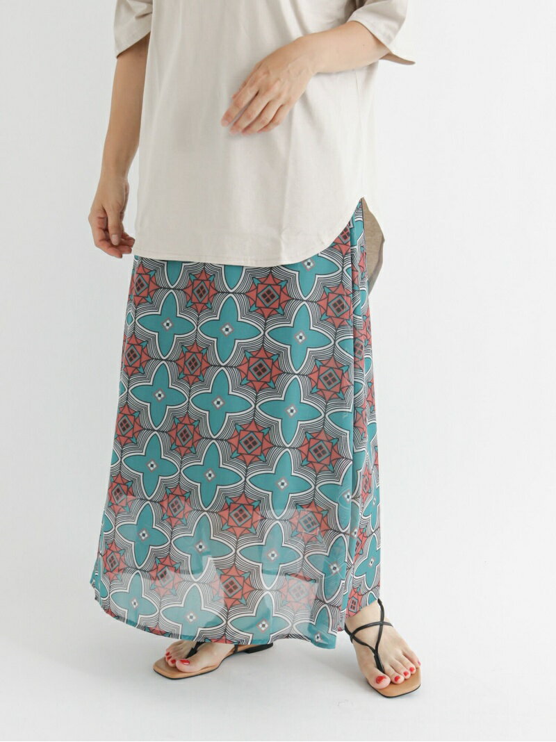 【SALE／50%OFF】◎アフリカン柄ロングスカート Lugnoncure テチチ スカート スカートその他 レッド イエロー ネイビー【RBA_E】[Rakuten Fashion]