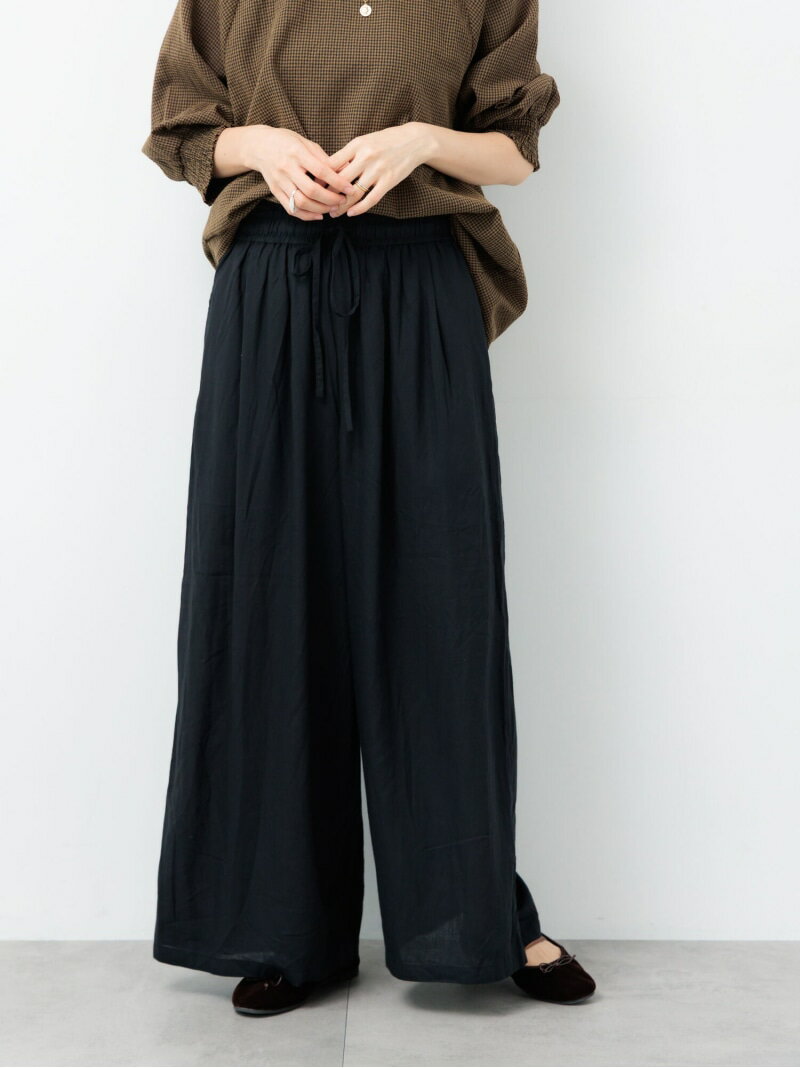 【SALE／60%OFF】麻レーヨンワイドイージーパンツ Lugnoncure テチチ パンツ その他のパンツ ブラック ブラウン ベージュ【RBA_E】[Rak..