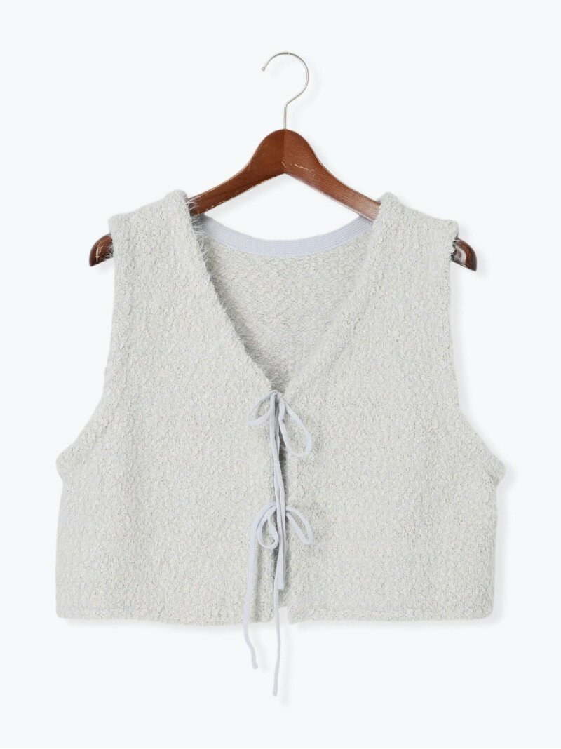 ポンポンヤーンニットショートベスト Te chichi TERRASSE テチチ ジャケット・アウター ダウンジャケット・ダウンベスト ベージュ グレー ブルー[Rakuten Fashion]