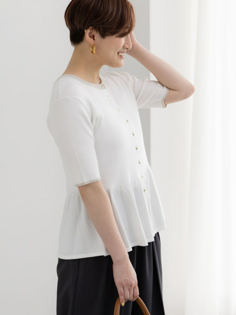 樂天商城 - 【SALE／30%OFF】【調温】ペプラムハーフスリーブニット Te chichi テチチ トップス ニット ブラック オレンジ ホワイト【RBA_E】【送料無料】[Rakuten Fashion]