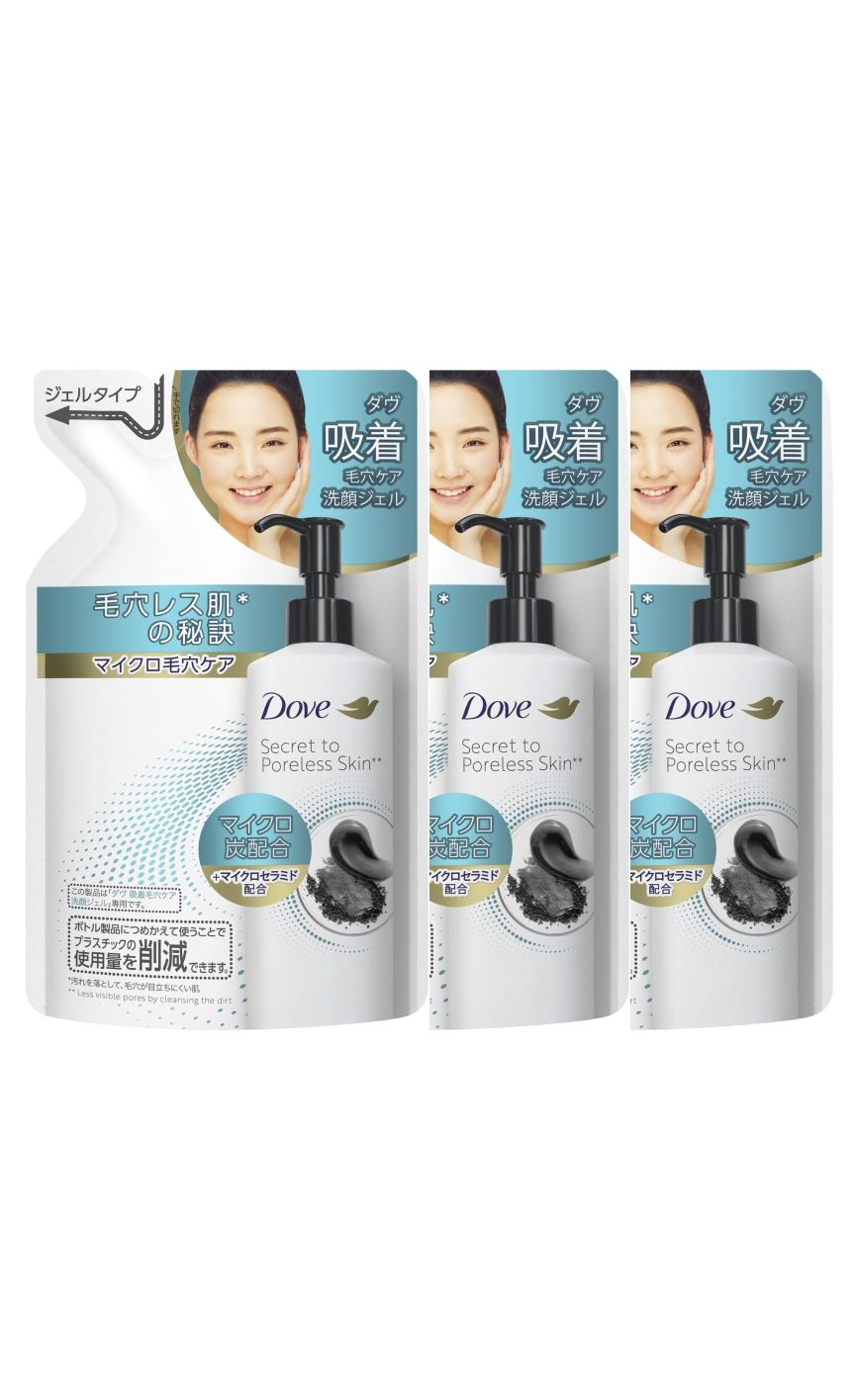 3個セット Dove(ダヴ)フェイスケア 吸着毛穴ケア 洗顔ジェル 毛穴汚れ 黒ずみ 詰め替え用 140ml 青森倉庫