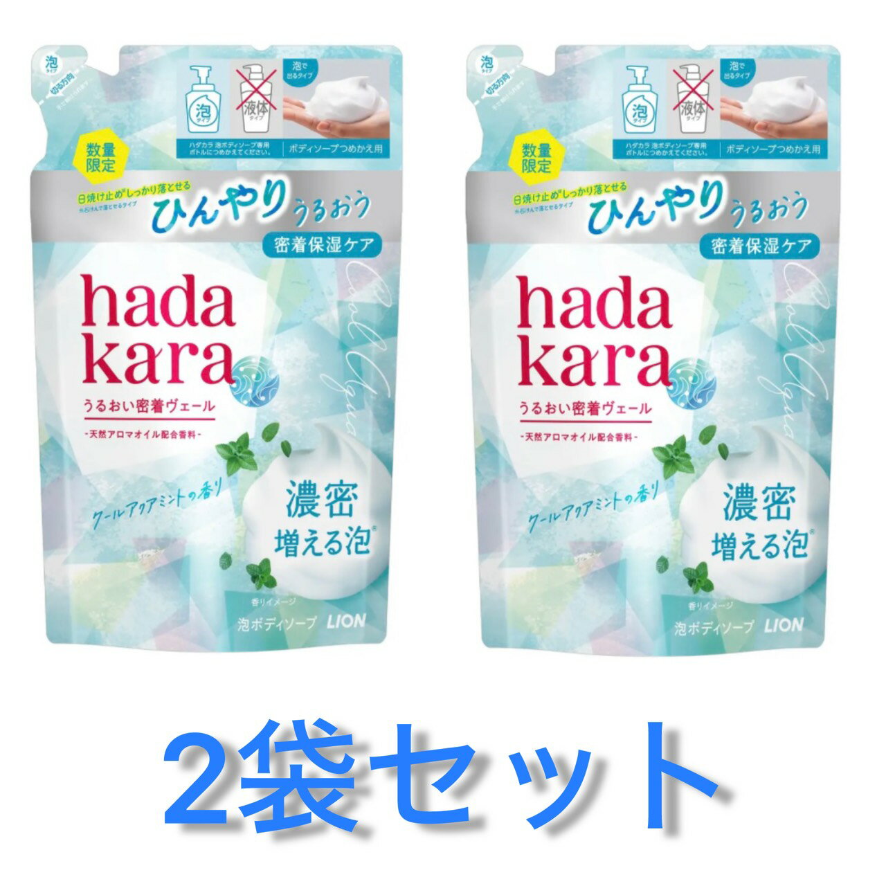 2袋セット hadakara ハダカラ 数量限定 モイストボディケアソープ ひんやりタイプ クールアクアミントの香り 千葉倉庫