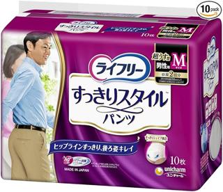 商品説明■　商品紹介やりたいことをもっと楽しく! ヒップラインがすっきり、後ろ姿キレイ おしゃれに、外出をもっと楽しめる「ライフリー すっきりスタイルパンツ」 【 タイプ 】 男性用/超うす型 【 サイズ 】 M 【 カラー 】 ホワイト 【 吸収回数の目安 】 排尿2回分 (1回の排尿量150mlとして) ●すっきりヒップライン構造 (※1) ストレッチ素材がおしりのまるみにピタッとフィットして、しわができにくい。 ●スッキリフィット吸収体 (※2) ●足回りすっきり形状 (※3) ●Ag+配合 パワー消臭トリプル効果 (※4) ※1: 伸縮シートから成る後身頃胴周り方向と脚周り側縁とのなす角が50度以下のゆるやかな角度になったパンツ型おむつ ※2: 股下域の前後に2つの幅狭部を有し、中央溝とその左右両外側に一対の溝を有する収集体であって、装着時にW字に変形しやすいパンツ型おむつ ※3:伸縮シートから成る前後身頃の胴周り方向と直交する方向で、伸縮シートと非伸縮シートとが接合されており、脚周りが外側に反り返りにくいパンツ型おむつ ※4: アンモニア・硫化水素・ジメチルアミンについての消臭効果があります