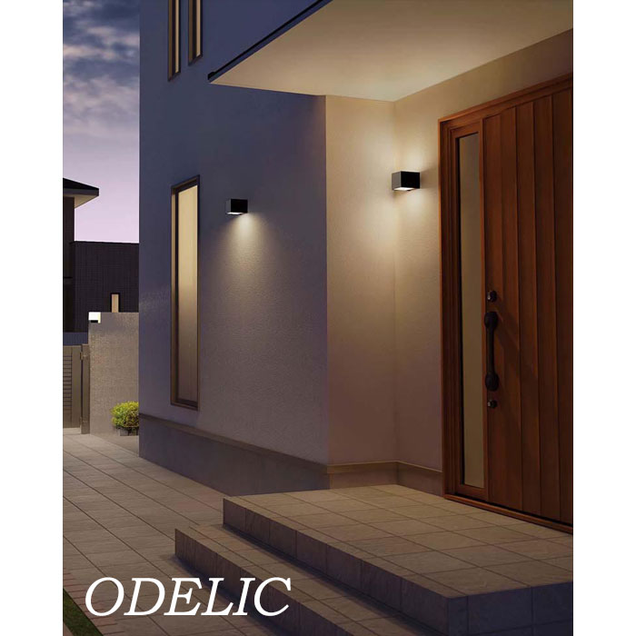 Rakuten - 屋外照明 オーデリック 表札灯 led シンプル 黒 マットシルバー キューブ型 北欧 上下配光 正規品 ODELIC 防雨型 電球色 LED一体型 電気工事必須 壁面照明 センサー センサー無 アクリル かわいい ナチュラル スクエア コンパクト 小型