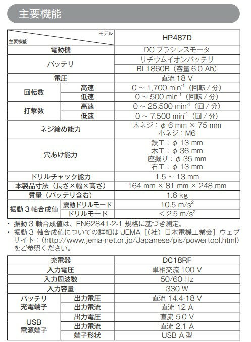 マキタ DF487DZ + BL1860B + DC18RF　18V ドリルドライバー 【本体+6.0Ahバッテリー×1本+充電器】( DF487DRGX ) 3