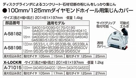 �ڥޥ��� makita�ۡ�A-71015��100mm/125mm��������ɥۥ������ѽ����󥫥С���X-LOCK�ѡ�