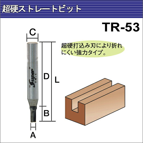 トリマー・ルータービットTR-53呼称：1.6×6超硬ストレートビット（トリマー用）