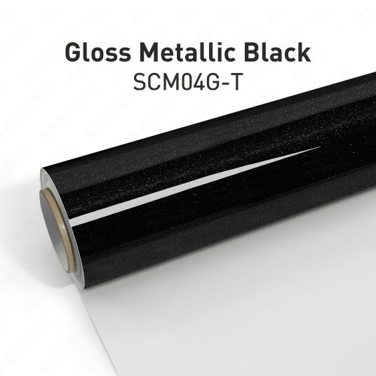 KKVINYL カーラッピングフィルム Gloss Metallic Black SCM04G-T (1.52mx18m)