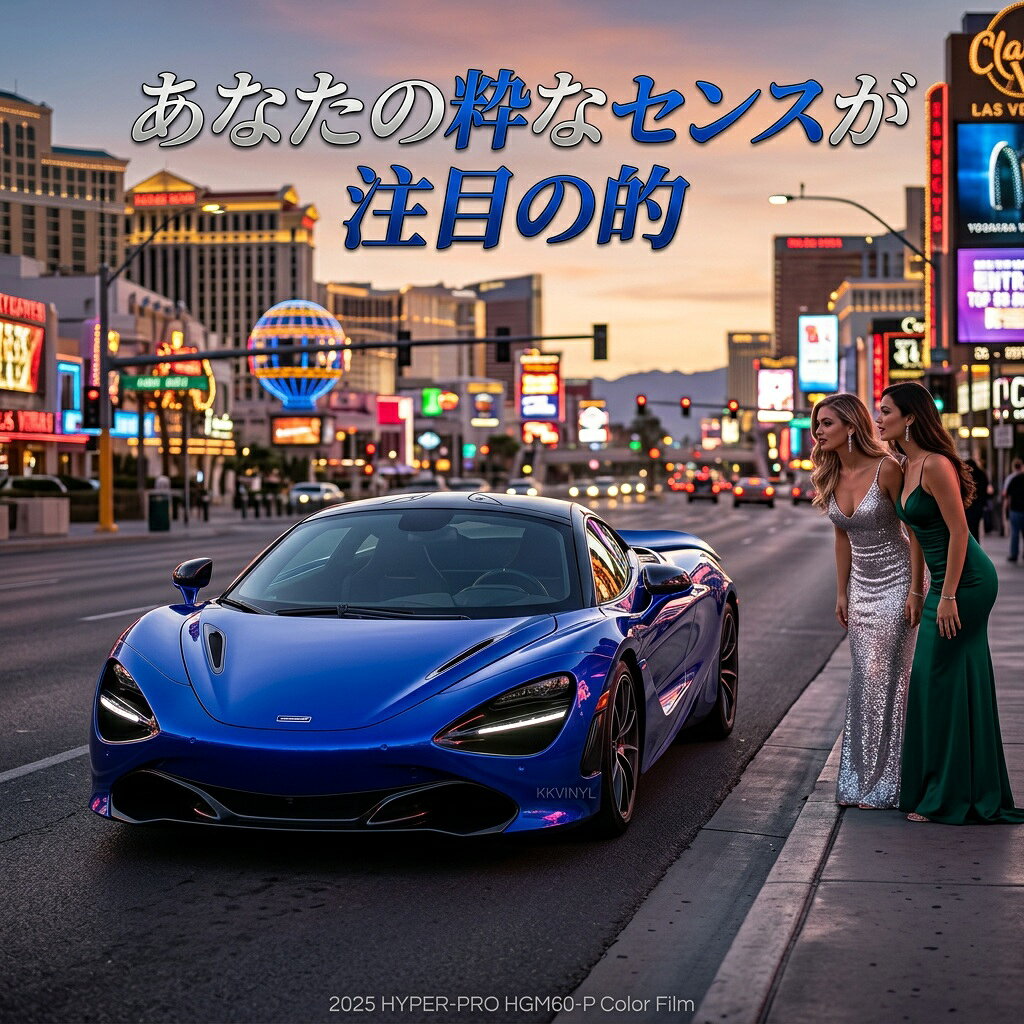 単に透明なPPFフィルムでは無く、はっと目を引く鮮やかなカラー付きのPPFフィルムです。 デザインとペイント保護の二刀流の、とくに高光沢の、ペイントプロテクションフィルム（PPF）です。
