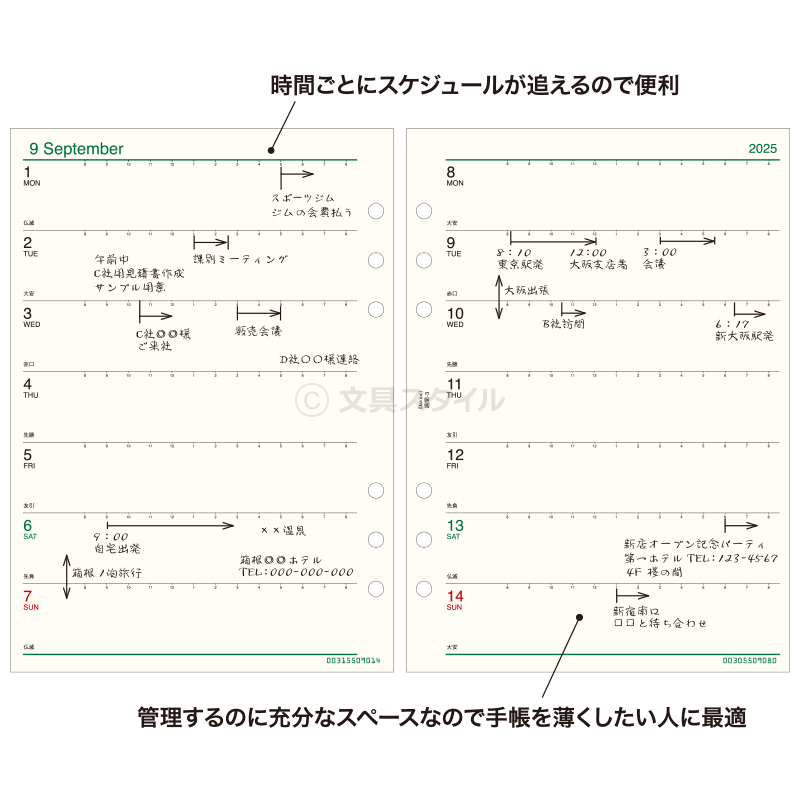 【ポイント5倍SALE】【2023年版リフィル Davinci】【メール便対象】システム手帳 リフィル 2023年版 ダ・ヴィンチ A5 週間-3 見開き両面2週間 1月/4月始まり両対応 (DAR2303)