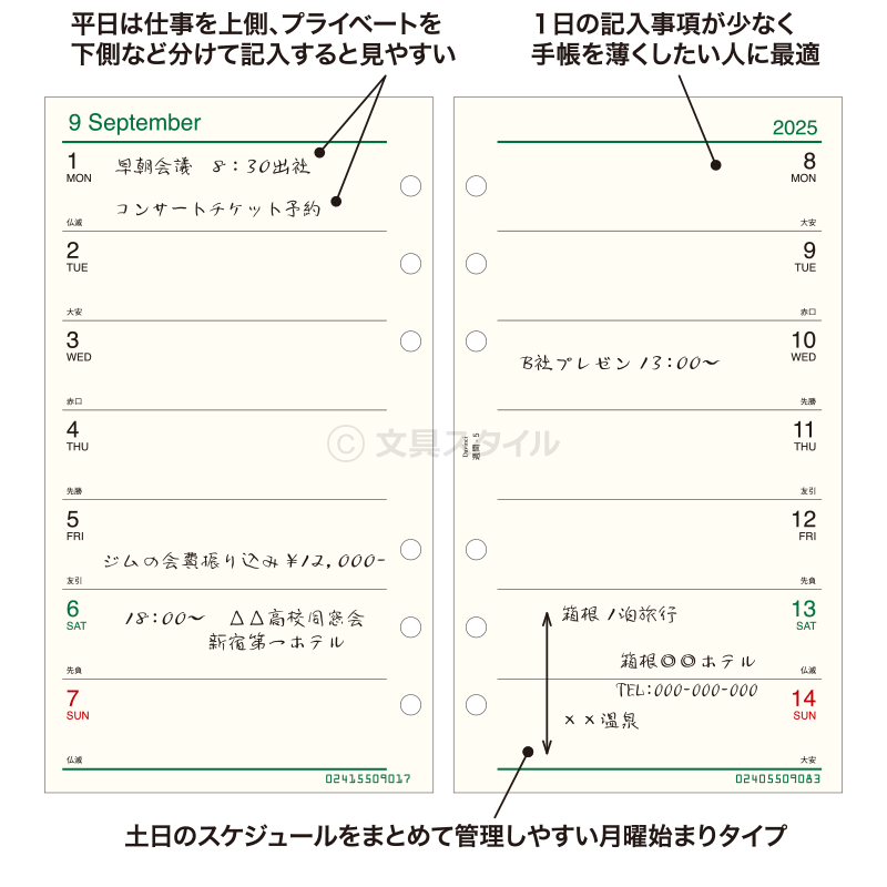 【ポイント5倍SALE】【2023年版リフィル Davinci】【メール便対象】システム手帳 リフィル 2023年版 ダ・ヴィンチ バイブル 週間-5 見開き両面2週間 1月/4月始まり両対応 (DR2315)