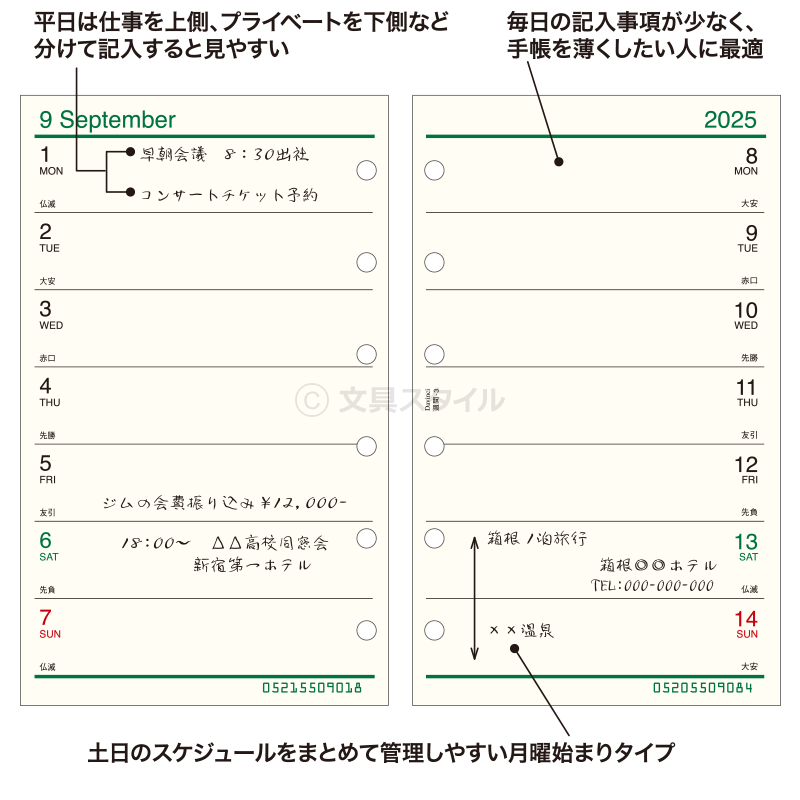 【ポイント5倍SALE】【2023年版リフィル Davinci】【メール便対象】システム手帳 リフィル 2023年版 ダ・ヴィンチ ポケット ミニ6穴 週間-3 見開き両面2週間 1月/4月始まり両対応 (DPR2333)