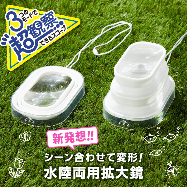 \本日Point5倍/【学習用顕微鏡】超観察スコープ 2.5倍 ワイドレンズ ルーペ/虫かご/アクアスコープ切替 水陸両用 虫めがね 小学生 中学生 子供用 自由研究 RXL1239