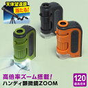 \望遠鏡当たる/【学習用顕微鏡】ハンディ顕微鏡ZOOM 60〜120倍 LEDライト UVライト スマホ撮影 小学生 中学生 子供用 自由研究 観察ノートダウン...