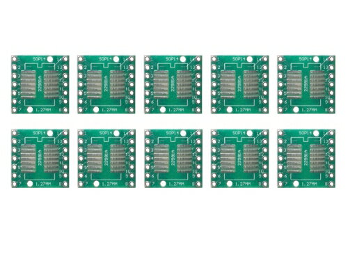 商品説明 メーカー名 オリジナル・ブランド サイズ SOP/SSOPパッケージ 14ピン用 仕様 SOP/SSOPパッケージ14ピンのICをDIP 14ピンに変換する為の変換基盤（10枚セット） 表裏両面にプリントされておりSOPとSSOPの両方に対応 ICを基盤に実装する為には半田ゴテによる微細な作業か、ペーストはんだとホットエアーによる作業が必要となります。 DIP化されていないデバイスのDIP化にお使い頂けます。 DIP化によりブレッドボードへの実装やユニバーサル基盤への実装が可能となります。 配送方法 この商品は郵送（クリックポスト）での御発送となります。 郵送での御発送の為、状況によって到着まで3〜4日程かかる場合がありますので、ご了承お願いいたします。 この商品は、他の商品との同梱発送が可能です。 同梱不可と記載がある商品との同梱発送はできません。