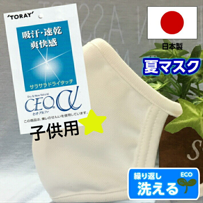 子供 マスク 日本製 洗える 夏用 クール 冷感 息がしやすい 子供用 息らく 呼吸がしやすい こども （幼児 小学生低学年） 立体 3D 東レ セオアルファ 真夏 メッシュ 高品質 エコマスク 個包装