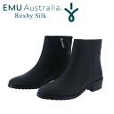 EMU Austraria 正規品 アンクル ブーツ Roxby Silk シルクレザー レディース 1点 シルク風 サイドジップ ローヒール 女性用 可愛い お洒落 カジュアル フォーマル 通気性あり 防風 防寒 防水 撥水 ウォータープルーフ シンプル 無地 シープスキン ブラック 秋冬