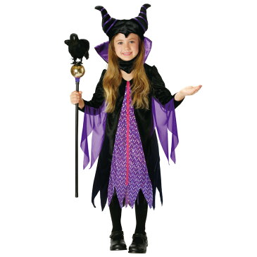 ハロウィン コスプレ キッズ コスプレ ディズニー ヴィランズ 衣装 マレフィセント ドレス チョーカー ヘッドピース 3点セット キャラクター 子供 角 悪役 妖精 魔女 女の子用 コスチューム 仮装 変装 おゆうぎ 眠れる森の美女より ハロウィン 100 110 120 130 140 150 160cm