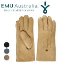 エミュ 手袋 EMU Austraria 手袋 BEACH FOREST GLOVES レディース 秋冬 シープスキン100 ボア 内側起毛 暖かい ふわふわ 防寒 防風 シンプル 無地 ワンポイント 金具 カジュアル ガーリー ナチュラル 羊革 ブラック ダークグレー チェスナット マッシュルーム W1415