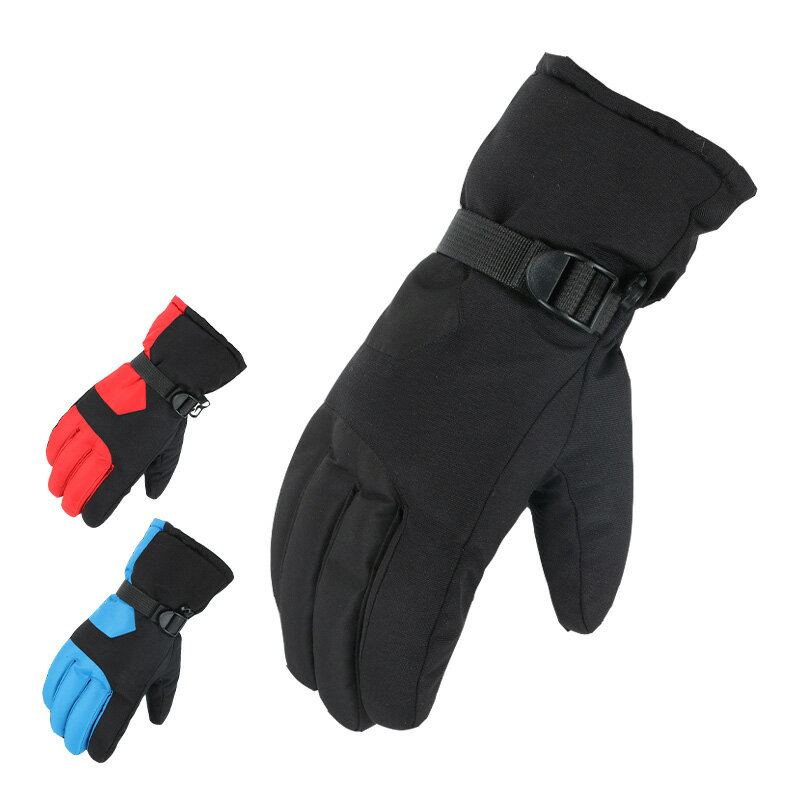 手袋 メンズ スポーツ 冬 スキー手袋 防寒 撥水 ベルト 調節 黒 グローブ 五本指 裏起毛 保温 暖かい 普段使い 通勤 …