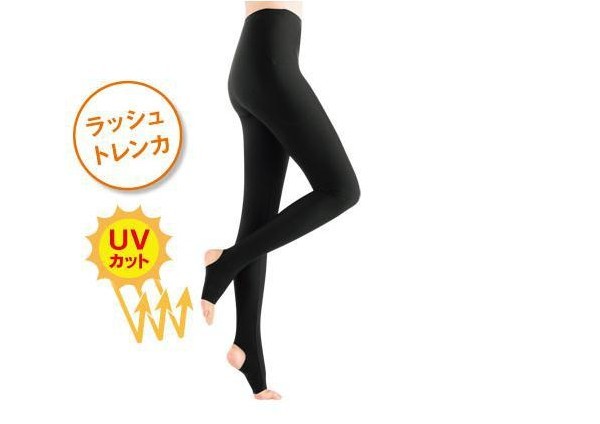 【送料無料】ラッシュガード ラッシュトレンカ レディース 体型カバー ママ UPF50+ 女性用 レギンス ビーチ用 フィットネス スイムウェア UVカット 紫外線対策 日焼け防止 タウン使いOK 水着用品 S/M/L/XL 無地 黒 ブラック 水陸両用