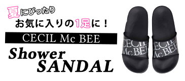 シャワー サンダル コンフォートサンダル レディース ぺたんこ 軽量 おしゃれ かわいい CECIL McBEE セシルマクビー シンプル 無地 ロゴ 大人 女性 フェミニン カジュアル 外出 夏 海 ビーチ ブラック ホワイト シルバー ゴールド S M L 22cm 22.5cm 23cm 23.5cm 24cm 24.5cm