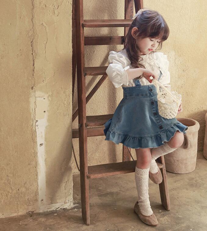 【送料無料】オーバーオール　ジャンスカート サロペットワンピース キッズ ベビー服 子供服 デニム スカート サロペット ジーンズ 女の子 秋 春 ジュニア おそろい 洋服 オシャレ 90cm 100cm 110cm 120cm 130cm 140cm 150cm