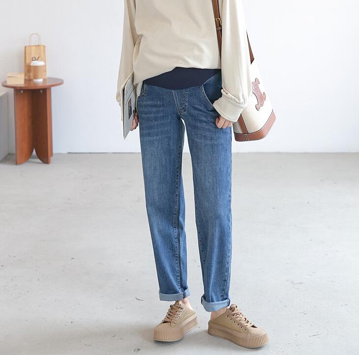 【送料無料】マタニティ デニム パンツ レギパン マタニティデニム マタニティパンツ デニムパンツ ストレッチ マタニティジーンズ ズボン ジーパン スキニーパンツ　妊婦服　大きサイズ　変化する体型に合わせて美しい　産後もOK　ダメージ加工 3
